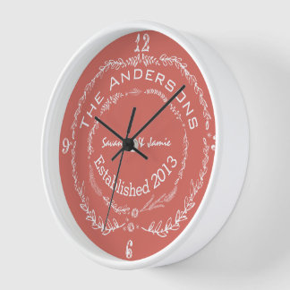 Reloj Guirnalda floral rústica antigua personalizada en