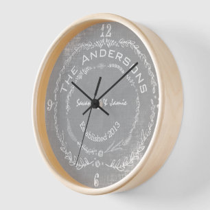 Reloj Guirnalda floral rústica antigua personalizada en 