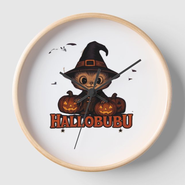 Reloj Hallobubu Halloween Curte y Spooky Witch Cat T-Shi (Anverso)