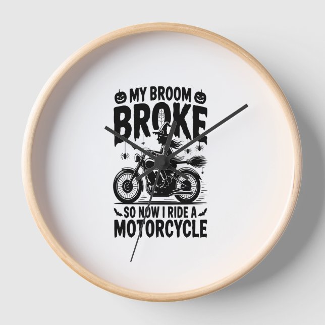 Reloj Halloween de la motocicleta Witch Riding (Anverso)