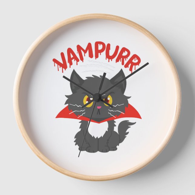 Reloj Halloween del vampiro del gato (Anverso)
