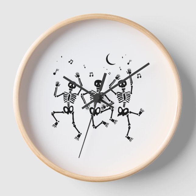Reloj Halloween divertida bailando esqueletos Feliz Hall (Anverso)