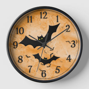 Reloj Halloween: El Naranja de Bat Silhouettes Grunge BG