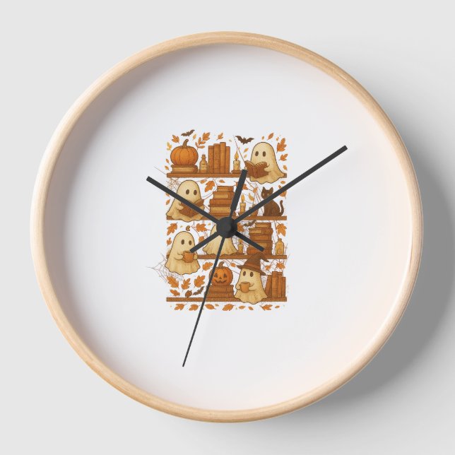 Reloj Halloween Ghost Reading Books Lover (Anverso)