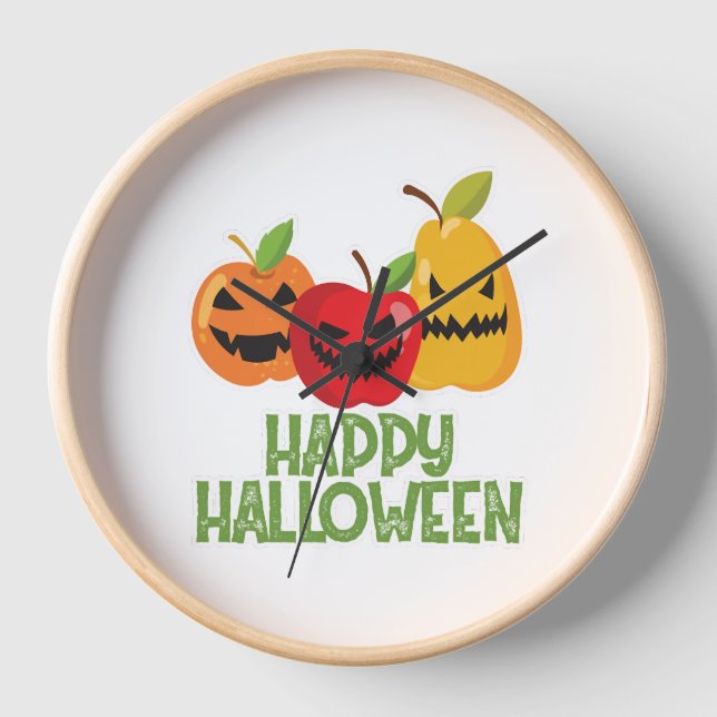 Reloj Halloween Vegan Happy Halloween Calabaza Vegetaria (Anverso)