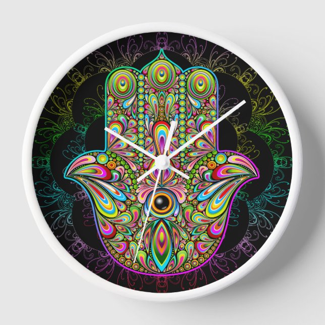 Reloj Hamsa Fatma Hand Psychedelic Art (Anverso)