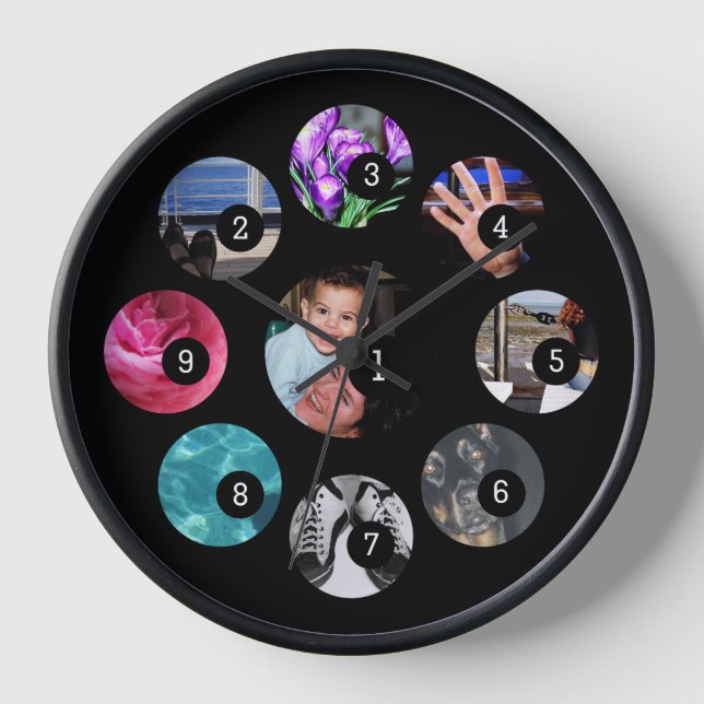 Reloj Haz tu propia decoración de fotos fácilmente con 9 (Anverso)