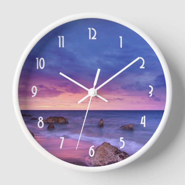 Reloj Hermosa fotografía de la costa atardecer (Anverso)