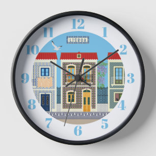 Reloj Hermosas casas portuguesas con azulejos o azulejos