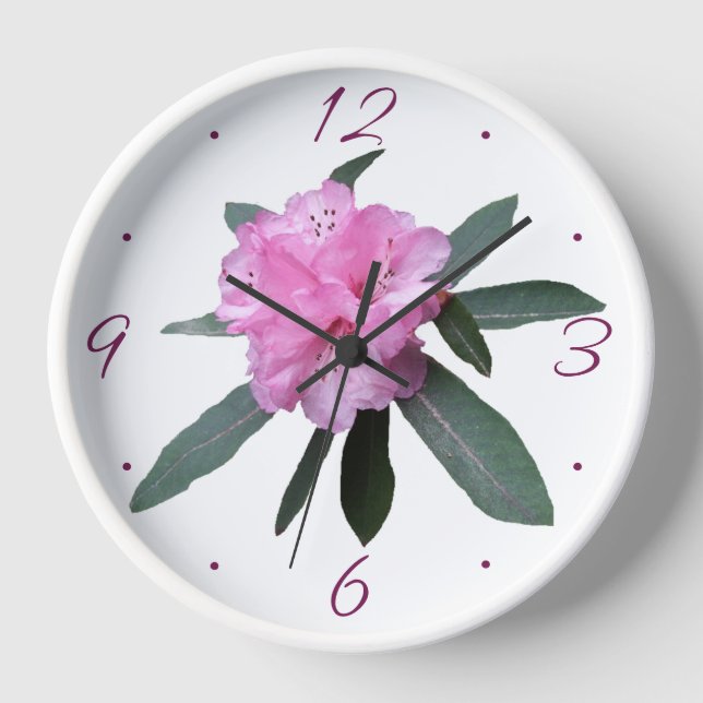 Reloj Hermosas flores florales bonito rosa moderno boho (Anverso)