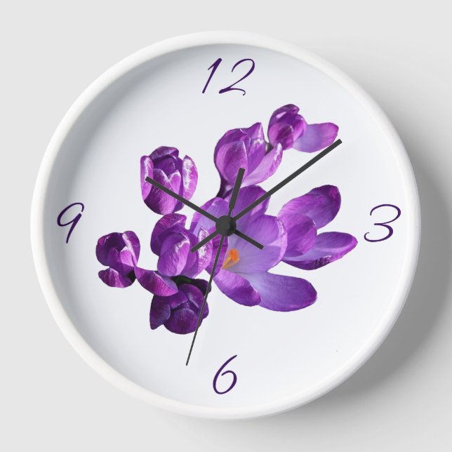 Reloj Hermoso crocus morado floral simple lindo (Anverso)