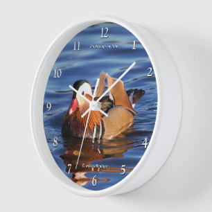 Reloj Hermoso pato mandarín en el estanque