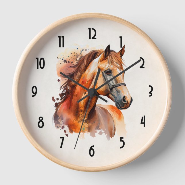 Reloj Hermoso retrato de caballo de Sorrel (Anverso)