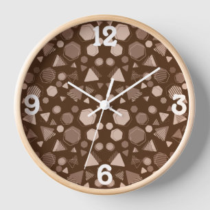 Reloj Hexagón y triángulo rosa y marrón en patrón marrón