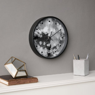 Reloj Hip Modern Black Gray White Resumen Arte Geométric