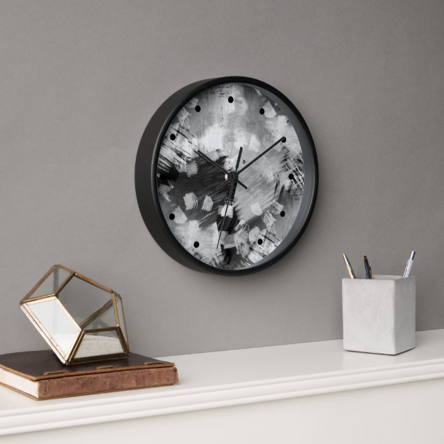 Reloj Hip Modern Black Gray White Resumen Arte Geométric (Oficina)