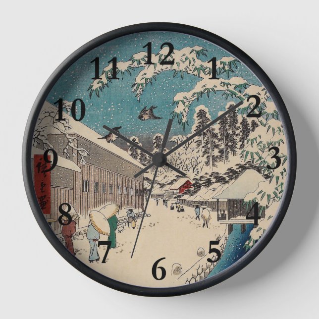 Reloj Hiroshige paisaje invernal de japón (Anverso)