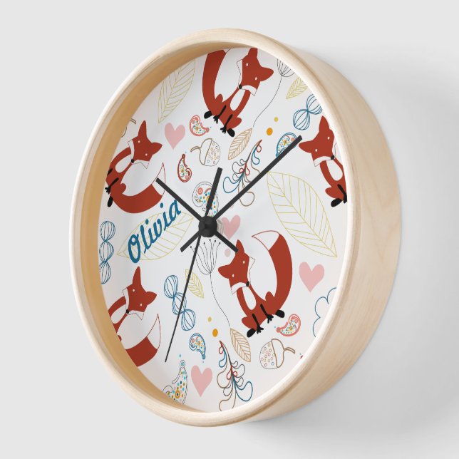 Reloj Hoja cardíaca de Woodland Fox personalizada (Ángulo)