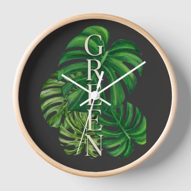 Reloj Hojas verdes de Monstera (Anverso)