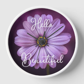 Reloj Hola Hermosa Flor Púrpura