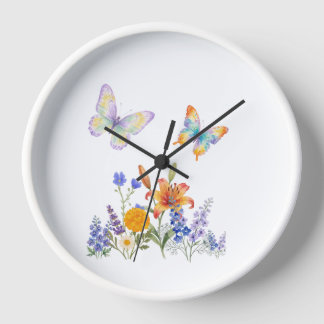 Reloj Horloge Murale Fleurs & Papillons – Décoration Élé