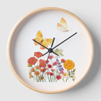 Reloj Horloge Murale Fleurs & Papillons – Décoration Élé