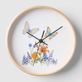 Reloj Horloge Murale Fleurs & Papillons – Décoration Élé