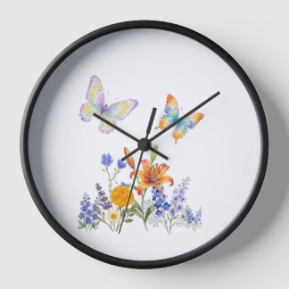 Reloj Horloge Murale Fleurs & Papillons – Décoration Élé