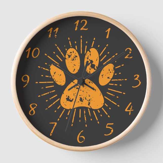 Reloj Huella de pata de perro con rayo de sol angustiado (Anverso)