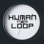 Reloj Human in the Loop Minimalist Technical Wall Clock<br><div class="desc">Monitor the timeline of your career. This modern wall clock features sharp blocky numerals and a central message reminding you that time is your most valuable asset.</div>
