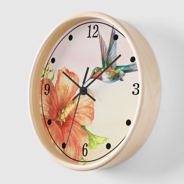 Reloj Hummingbird y Hibiscus Flower (Ángulo)