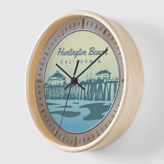 Reloj Huntington Beach Pier, CA - Diseño personalizado (Ángulo)