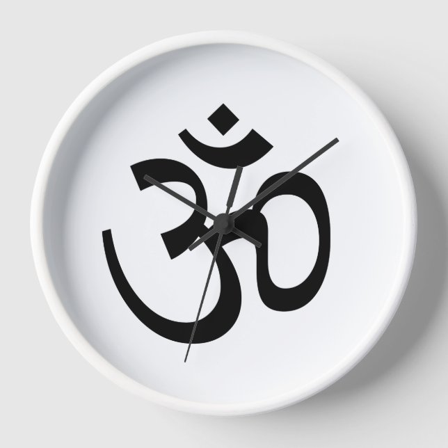 Reloj Icono de aluminio blanco y negro moderno del yoga  (Anverso)
