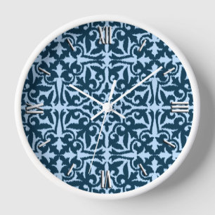 Reloj Ikat damask pattern - Dark Indigo and Light Blue
