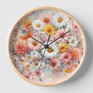 Reloj Ilustracion acuático de estilo rústico elegante