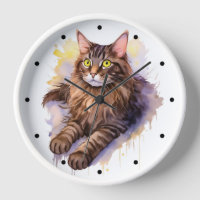 Ilustracion acuático de gato de tabby largo y curt