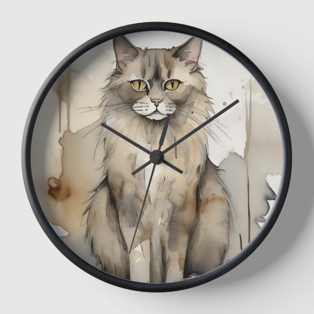 Reloj Ilustracion acuático Maine Coon (Anverso)