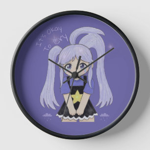 Reloj Ilustración adorable de una chica triste dibujada