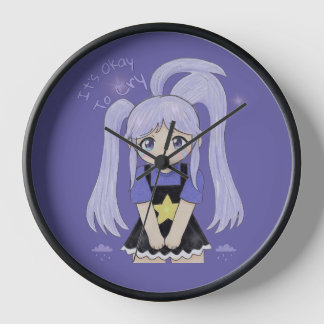 Reloj Ilustración adorable de una chica triste dibujada 