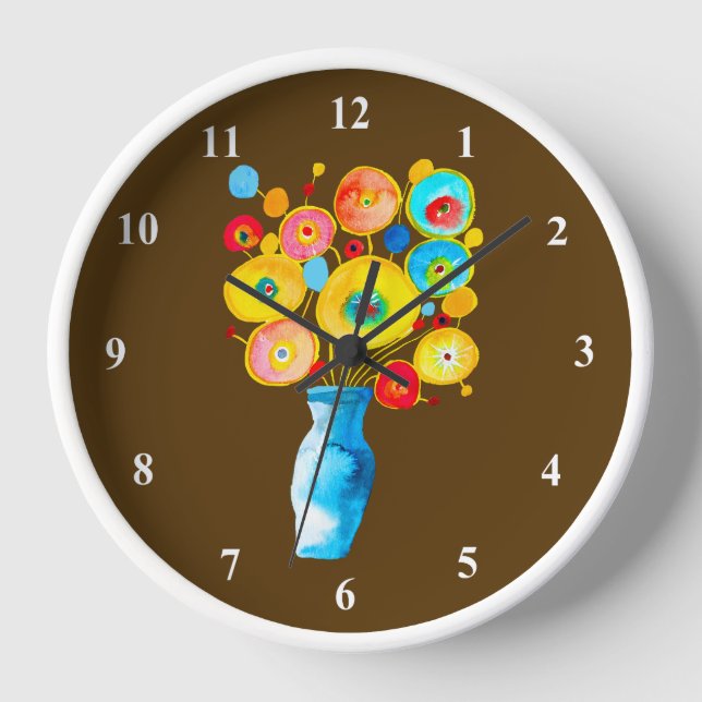 Reloj Ilustracion de arte de flores vibrantes y funky (Anverso)
