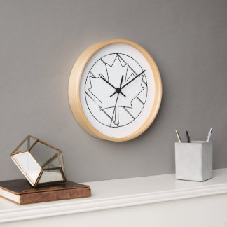 Reloj Ilustracion de dibujo de la hoja de arce de Canadá