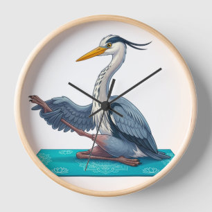 Reloj Ilustración de Garza Serena haciendo la postura de