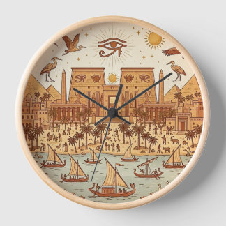 Reloj Ilustración de la ciudad del antiguo Egipto Boho-T