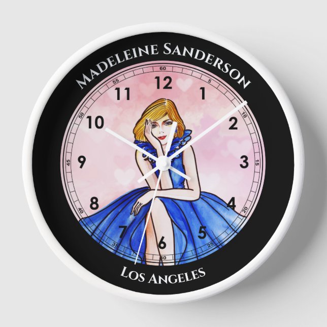 Reloj Ilustracion de moda Dark Royal Blue Cocktail Gown (Anverso)