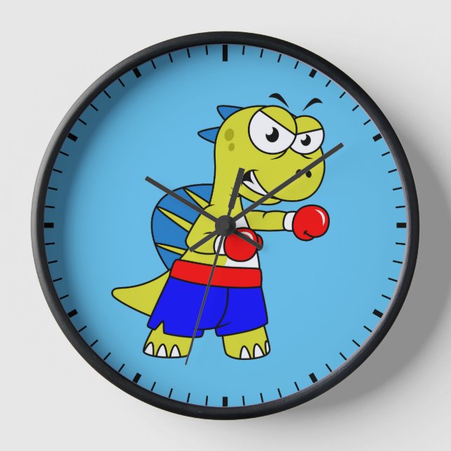 Reloj Ilustracion De Un Boxeo De Spinosaurus. (Anverso)