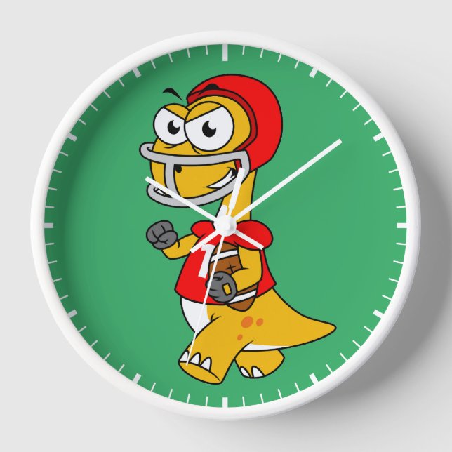 Reloj Ilustracion De Un Brontosauro Jugando Fútbol. (Anverso)