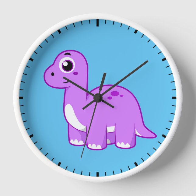 Reloj Ilustracion De Un Dinosaurio Brontosauro. (Anverso)