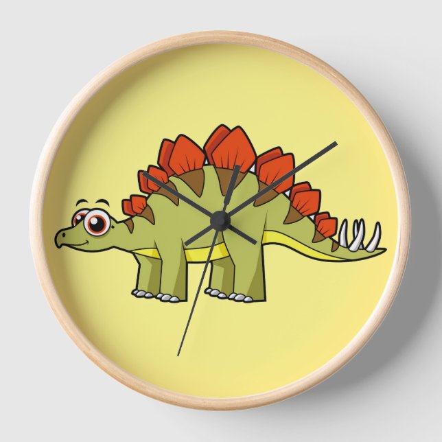 Reloj Ilustracion De Un Dinosaurio Estegosaurio. (Anverso)
