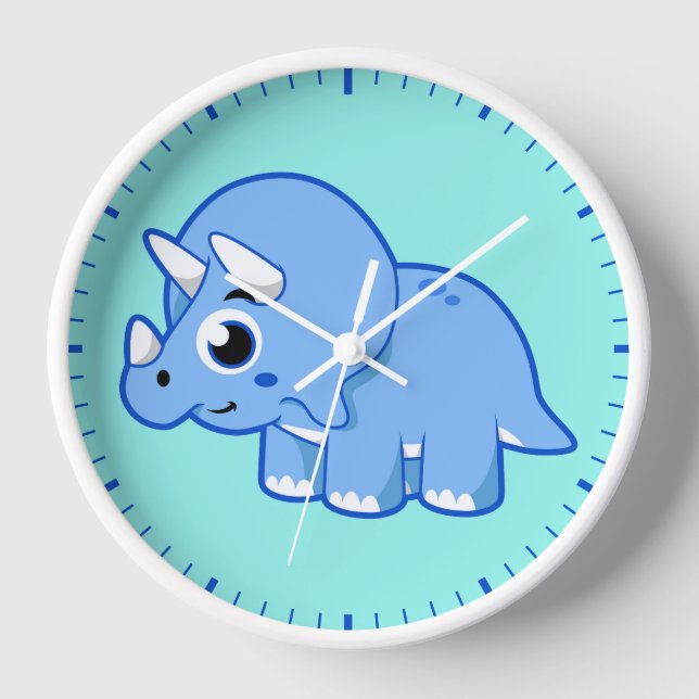 Reloj Ilustracion De Un Dinosaurio Triceratops. (Anverso)