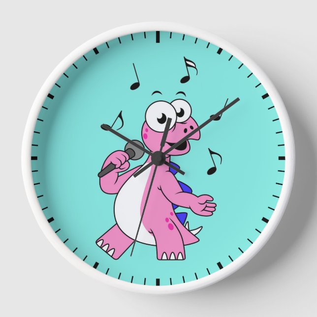 Reloj Ilustracion De Un Estegosaurio Cantante. (Anverso)